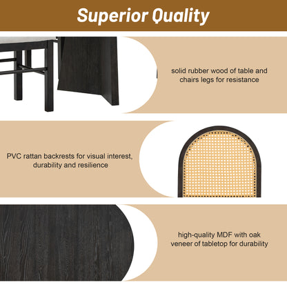 Retro Dining Set (5 pcs) – Espresso Finish