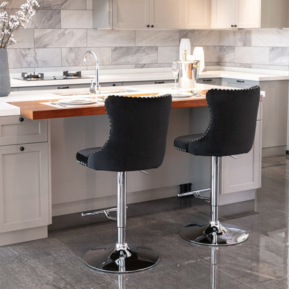 Modern Chrome Bar Stool Set (2 pcs) – Black