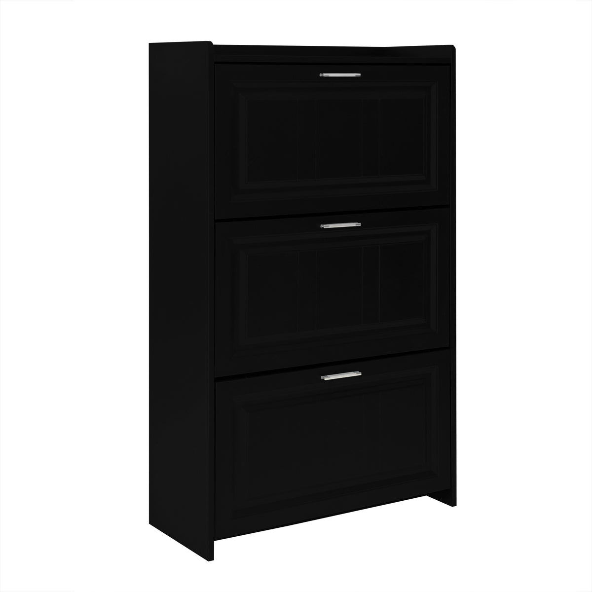 U-Can Black Shoe Storage Cabinet with 3 Flip Drawers