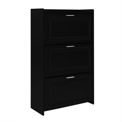 U-Can Black Shoe Storage Cabinet with 3 Flip Drawers