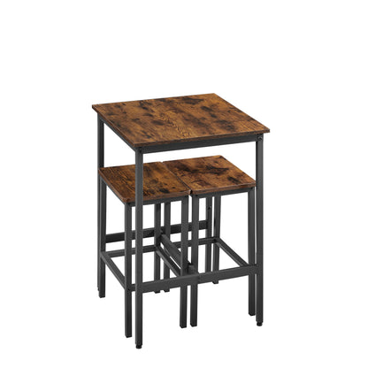 Rustic Bar Table Set with Chairs Brown