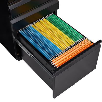 3-Drawer Metal Filing Cabinet with Lock