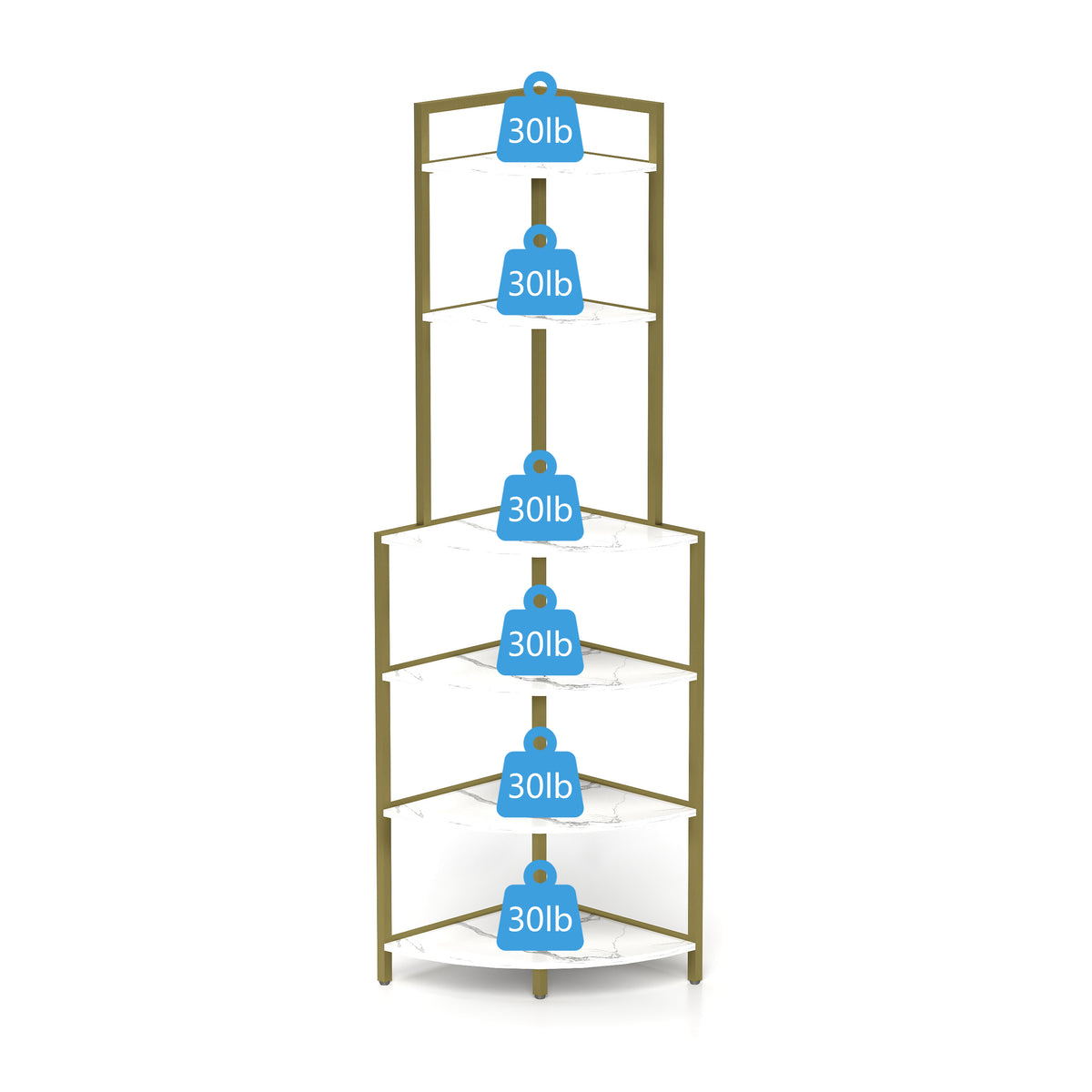6-Tier Wooden Bookshelf Corner Storage Brown
