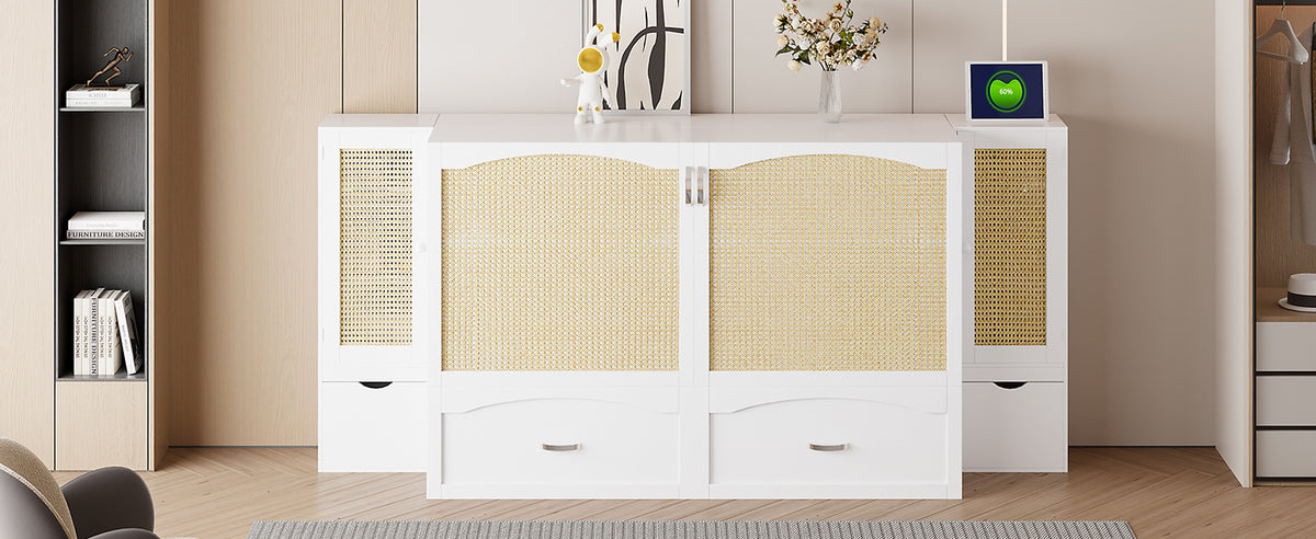 Murphy Wall Bed with Drawers White Finish