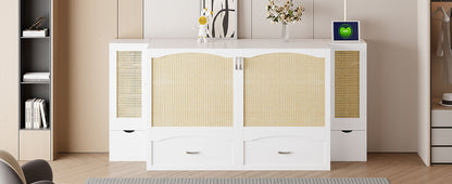 Murphy Wall Bed with Drawers White Finish