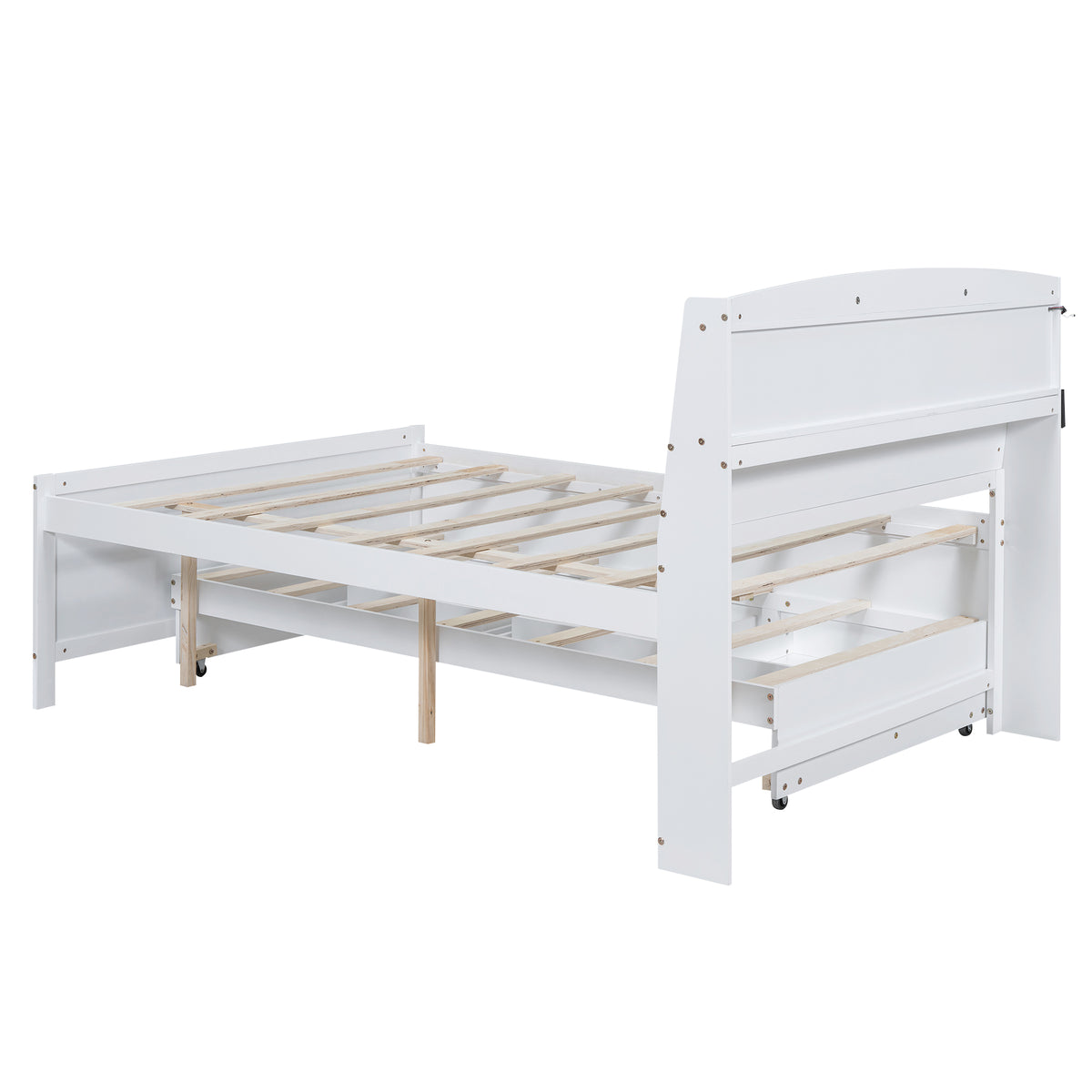 Full Storage Platform Bed White