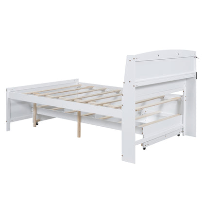 Full Storage Platform Bed White