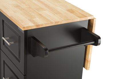 Extendable Kitchen Island with Rubber Wood Top