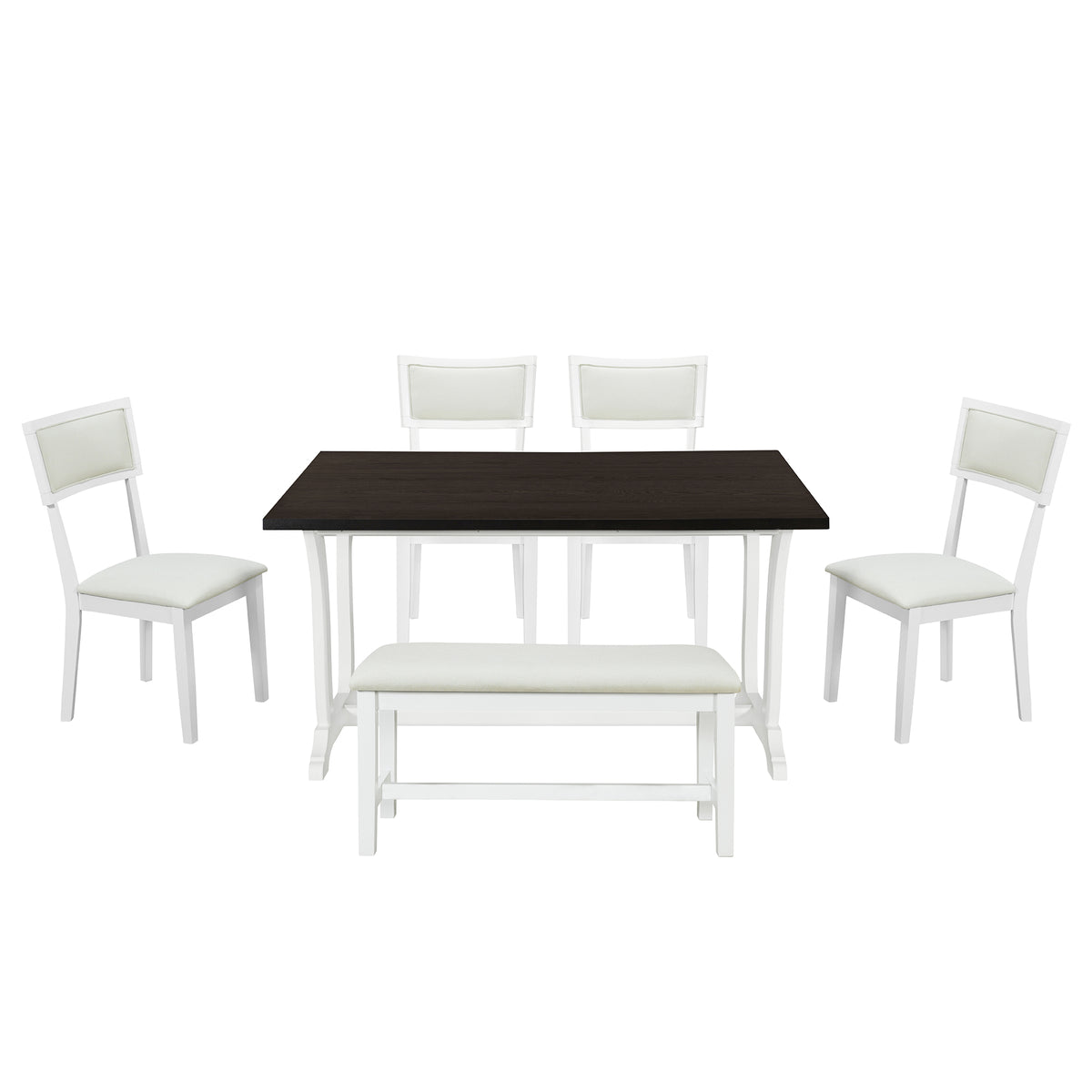 Topmax Farmhouse Dining Set (6 pcs) – White