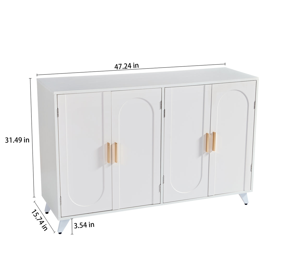 Ivory White Sideboard with Drawers and Shelves