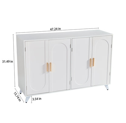 Ivory White Sideboard with Drawers and Shelves