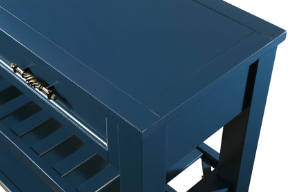 Mid-Century Console Table with Storage Drawers – Navy Blue