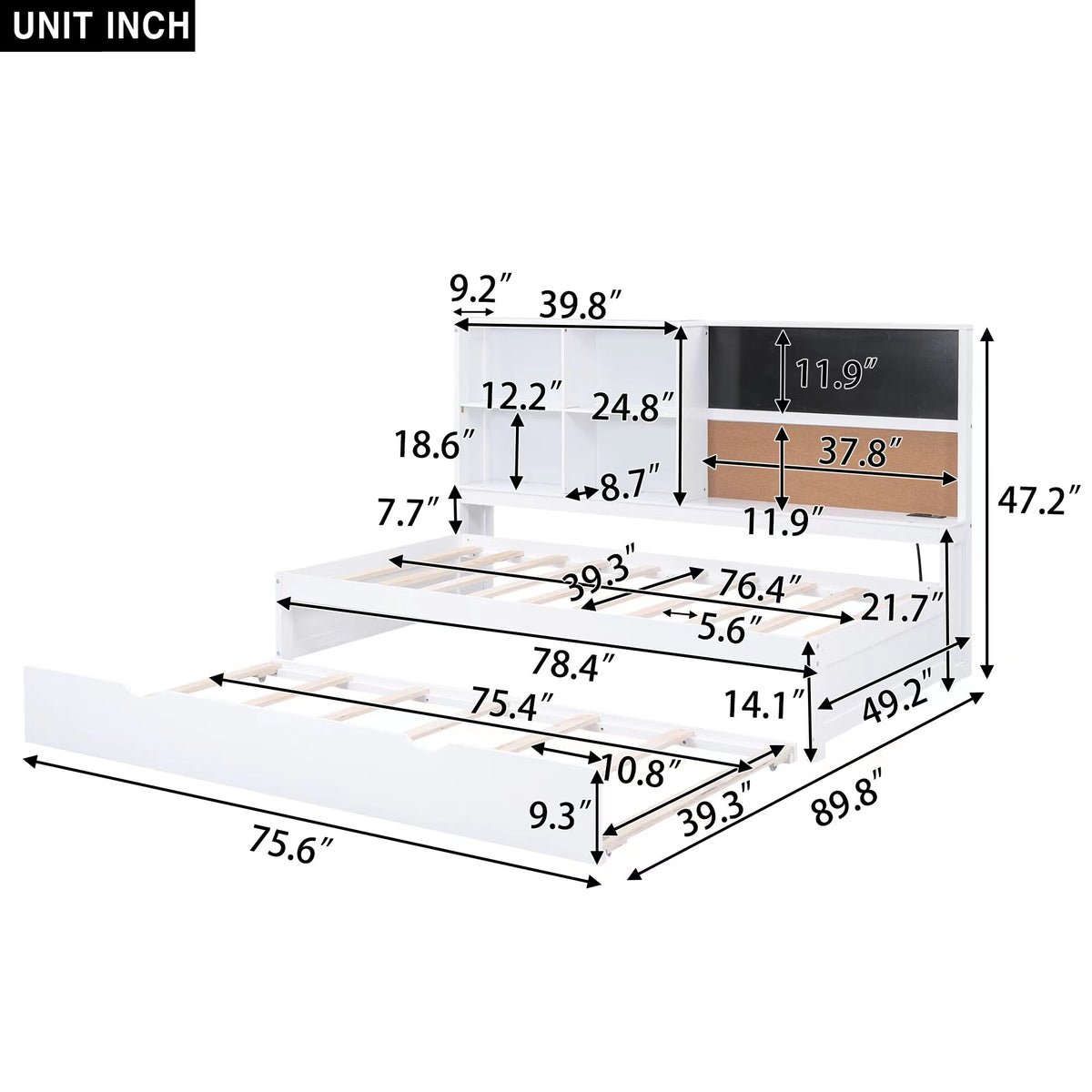 Twin Daybed with Storage White
