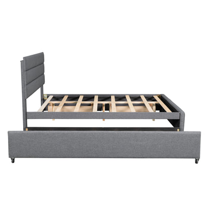 Queen Upholstered Bed with Trundle Gray