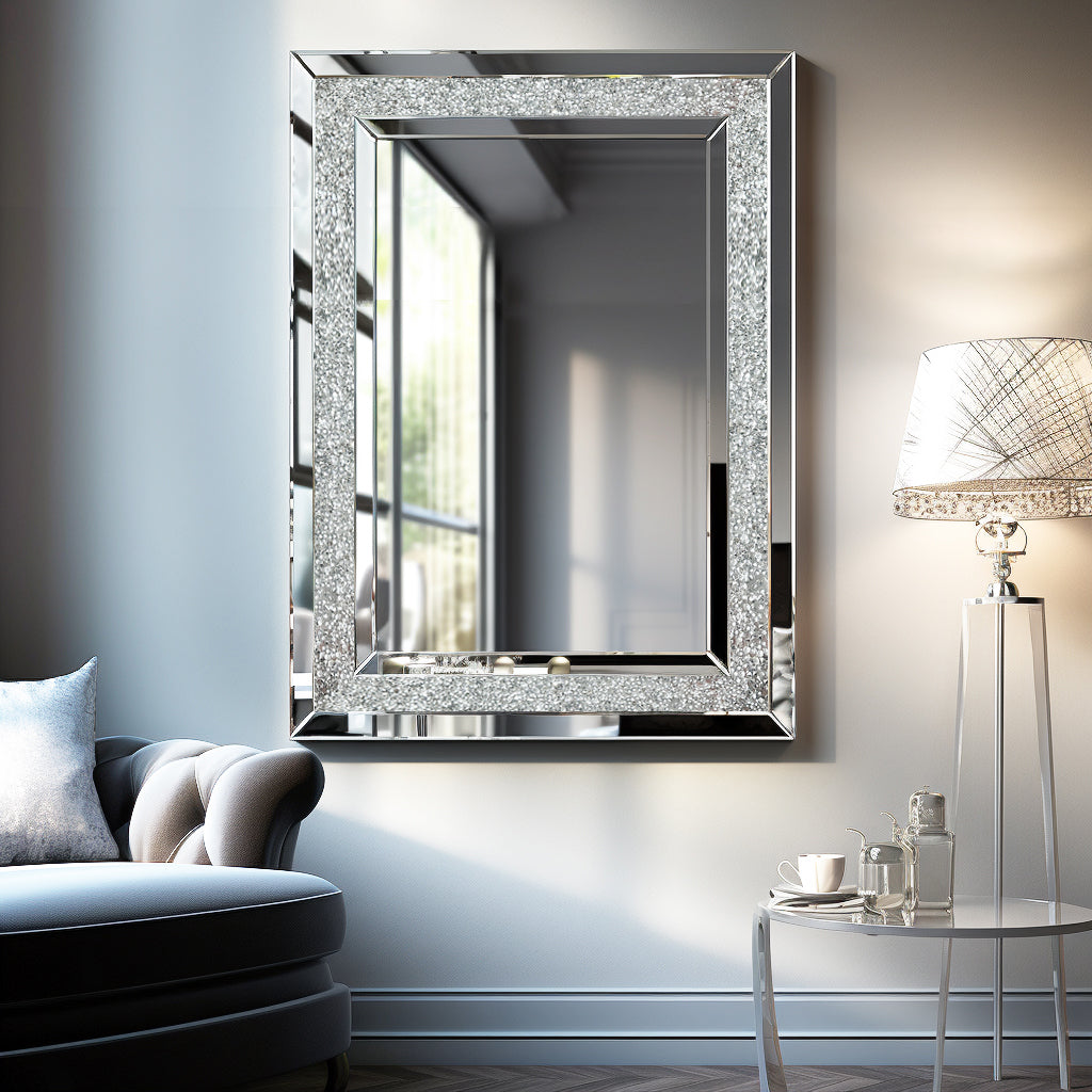 Large Wall Mirror – Decorative Silver Frame