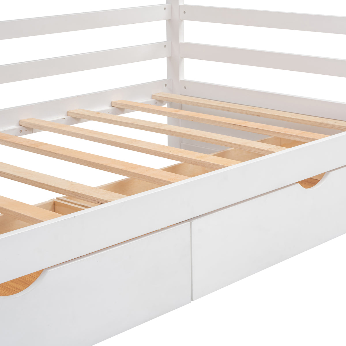 Twin House Bed with Wardrobe White