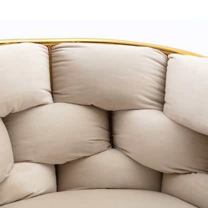 Leisure Velvet Lounge Chair – Beige