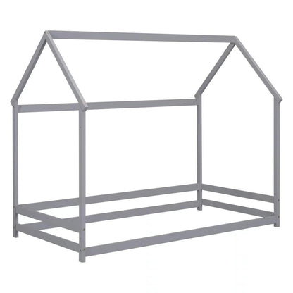 House Frame Platform Bed with Storage Gray