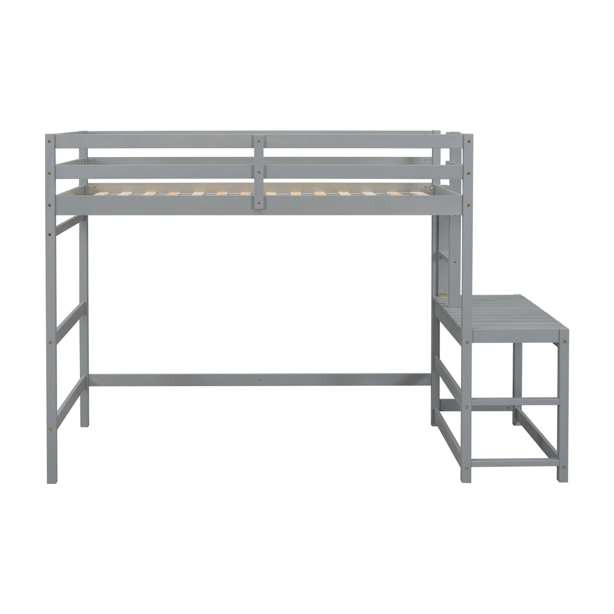Twin Loft Bed with Ladder Gray