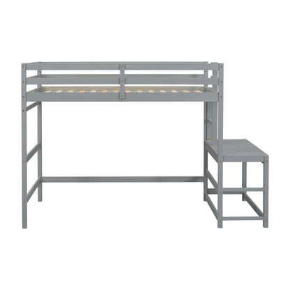 Twin Loft Bed with Ladder Gray