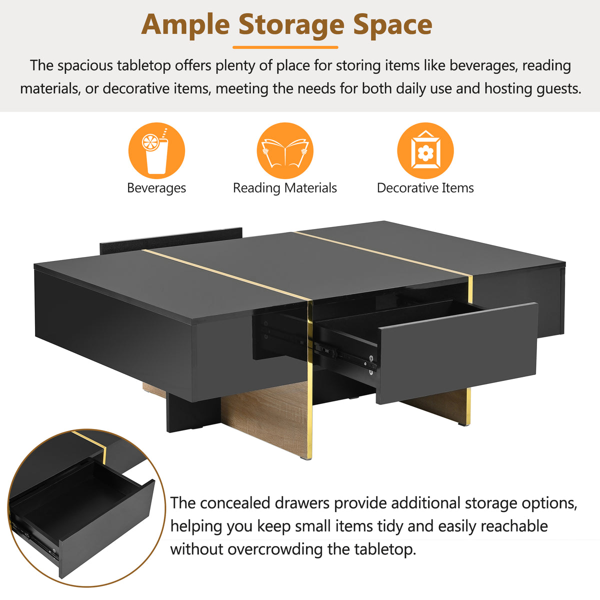 Modern Rectangular Sofa Table Black