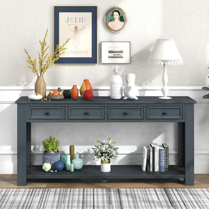 Console Table with Storage Drawers Navy