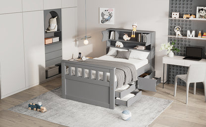 Twin Captain Platform Bed Gray