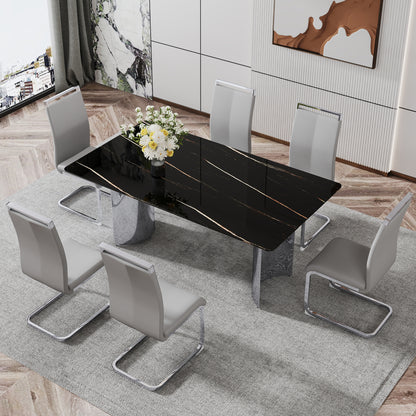 Modern Glass Dining Table Silver Base