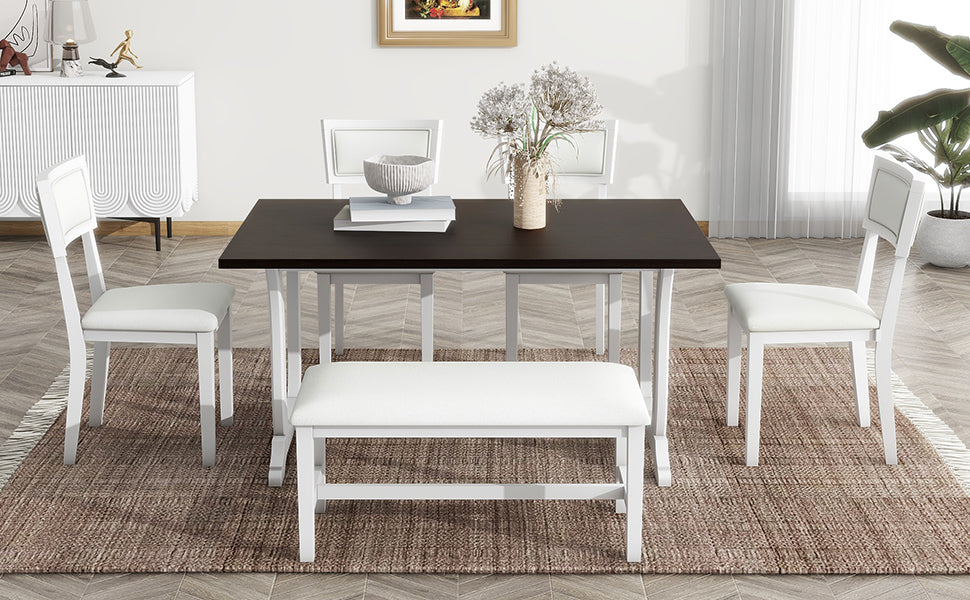 Topmax Farmhouse Dining Set (6 pcs) – White