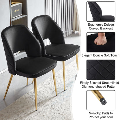 Black Velvet Dining Chairs Set of 4 Modern