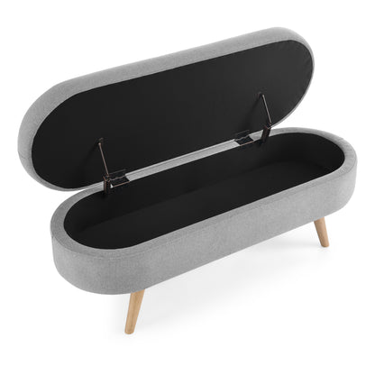 Oval Lift-Top Storage Ottoman – Gray