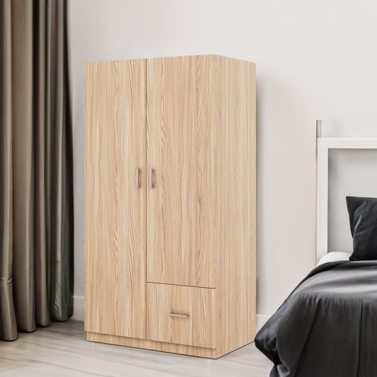 Wooden Double Wardrobe Natural Finish