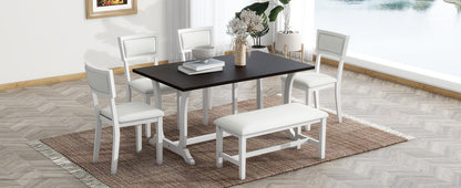 Topmax Farmhouse Dining Set (6 pcs) – White