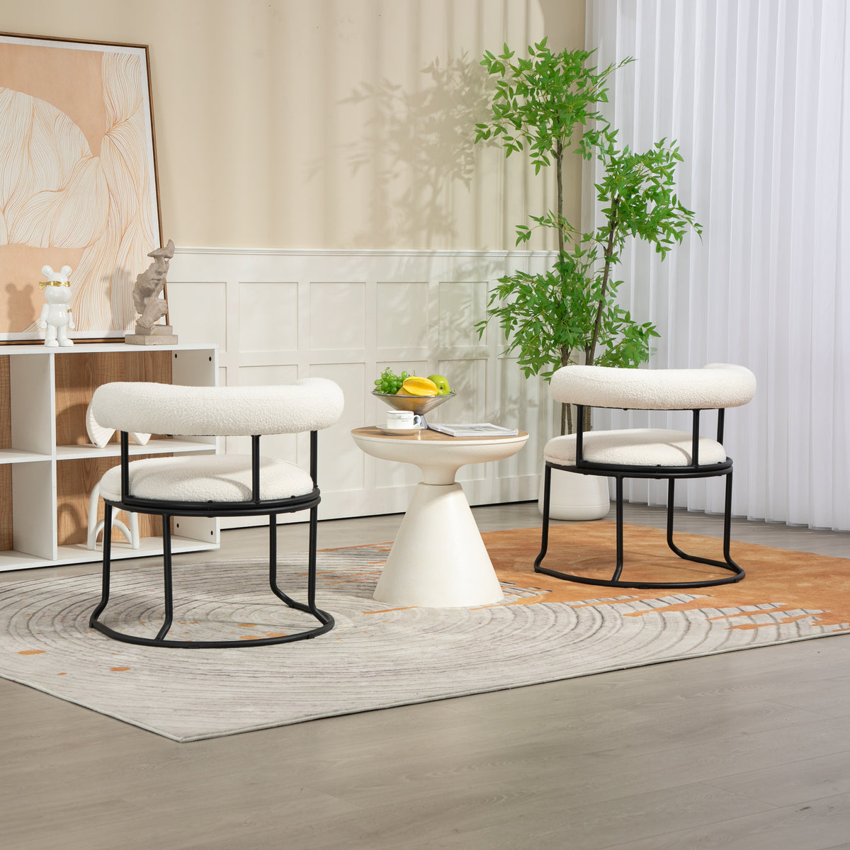 Boucle Dining Chairs Set of 2 Beige