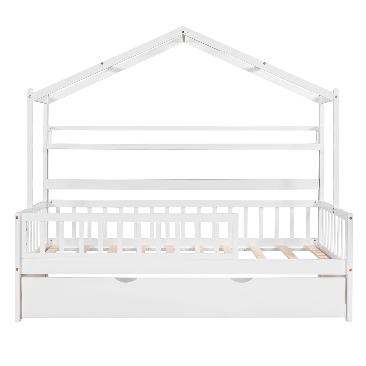 Twin House Bed with Trundle White
