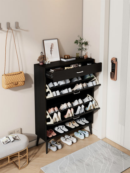 Black Shoe Storage Cabinet