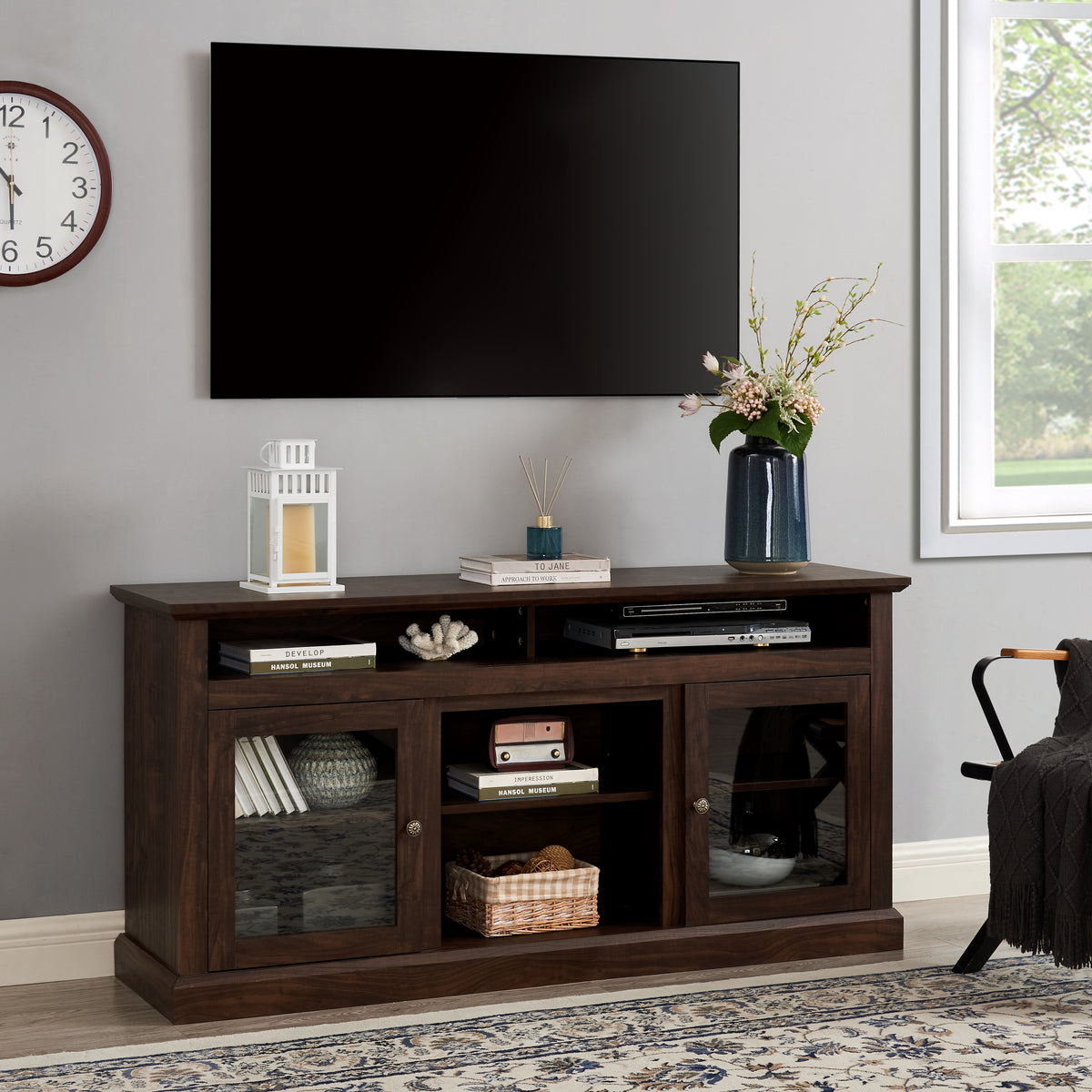 Contemporary TV Stand – Brown Finish