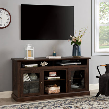 Contemporary TV Stand – Brown Finish