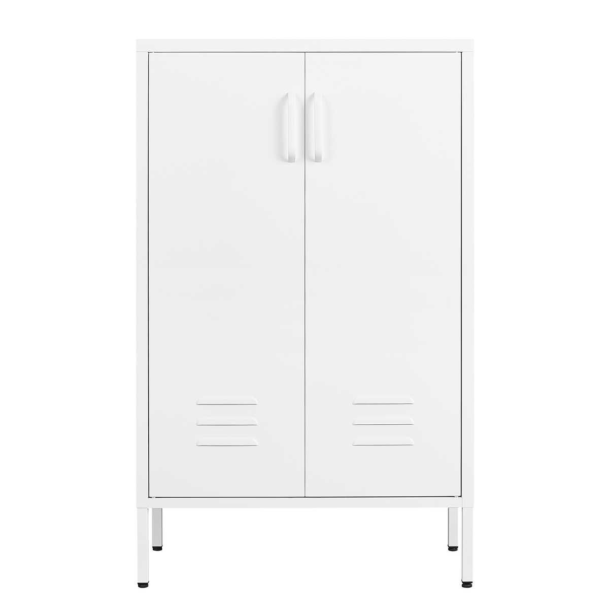White Steel Storage Cabinet with Double Doors