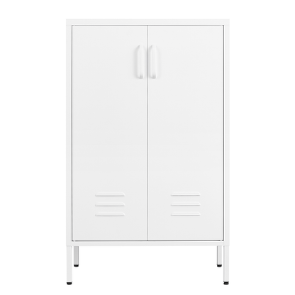 White Steel Storage Cabinet with Double Doors