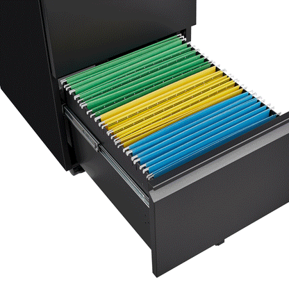 Black 2-Drawer Mobile File Cabinet – 25.6" High with Lock for Legal/Letter Size Files