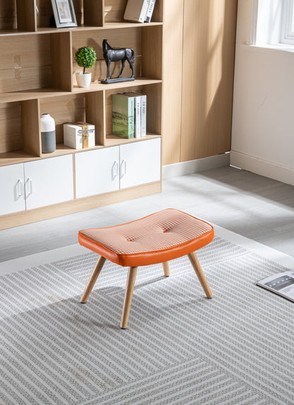 Wooden Step Ottoman with Cushion Orange