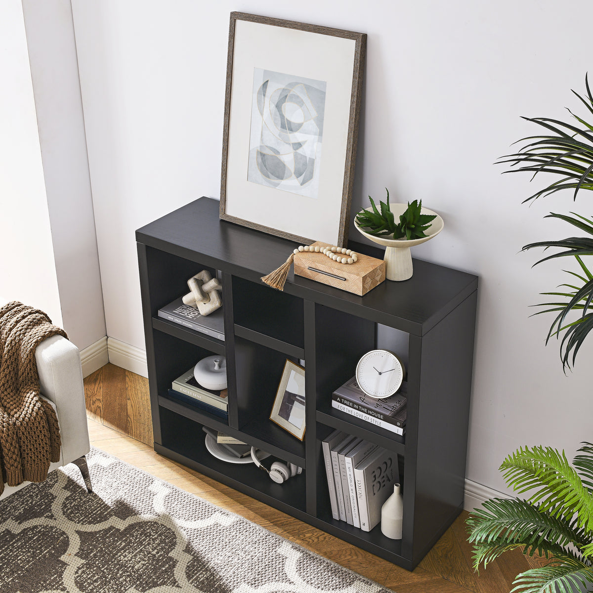 Open Wooden Storage Cabinet – 7-Cube Organizer