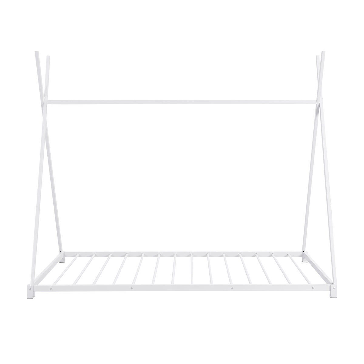 Metal Platform Bed White Triangle Frame