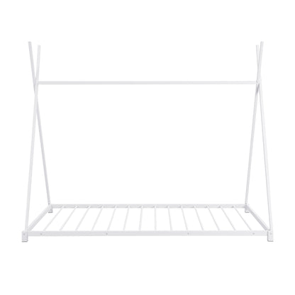 Metal Platform Bed White Triangle Frame