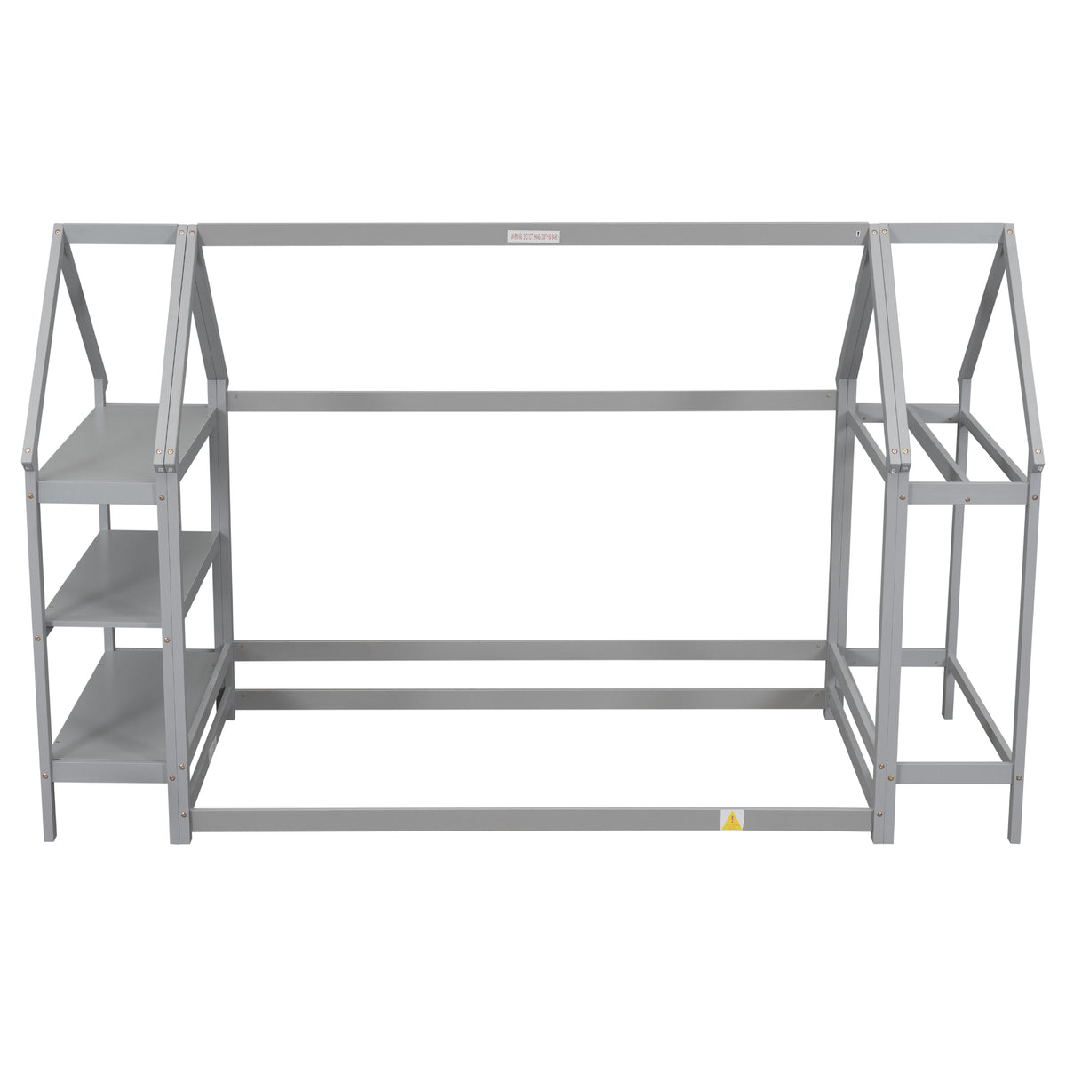 House Frame Platform Bed with Storage Gray