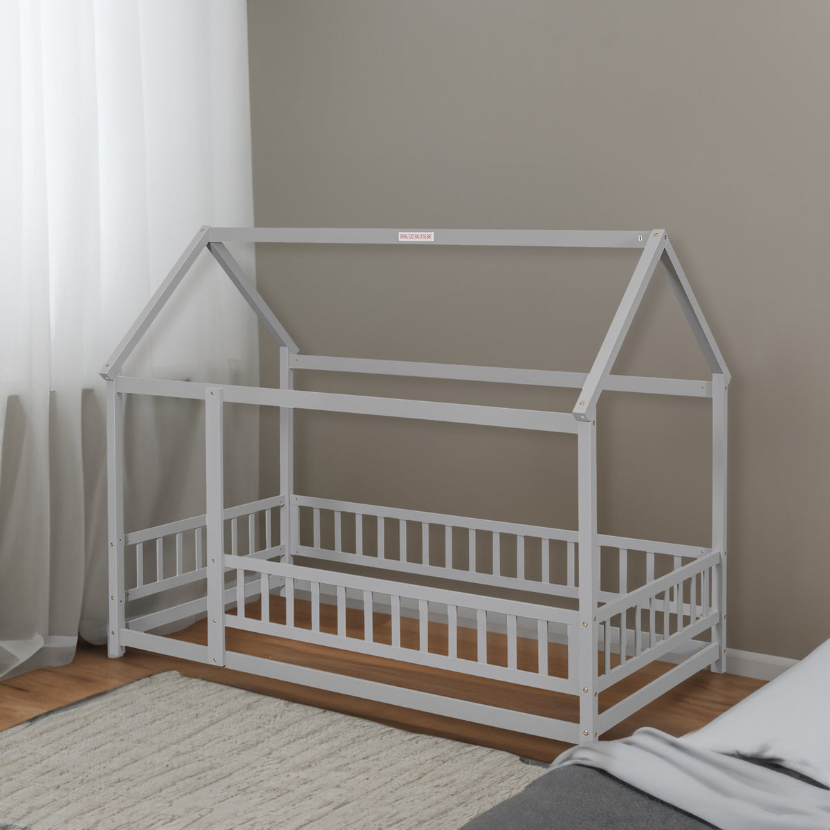 Twin Floor Bed Grey