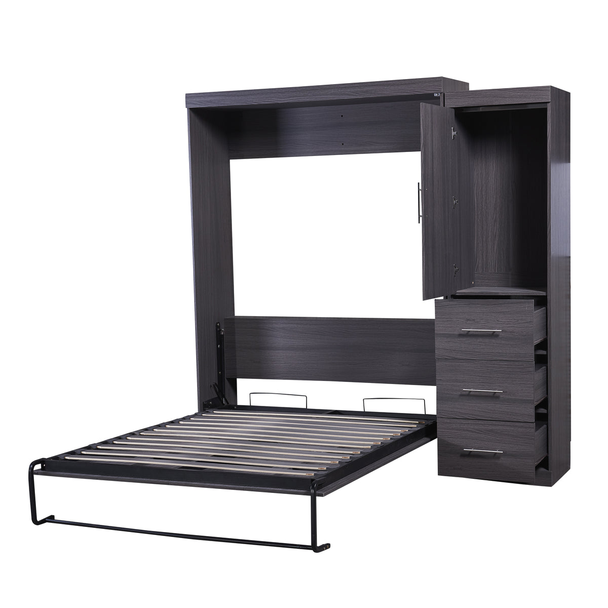 Full Murphy Bed with Wardrobe Gray