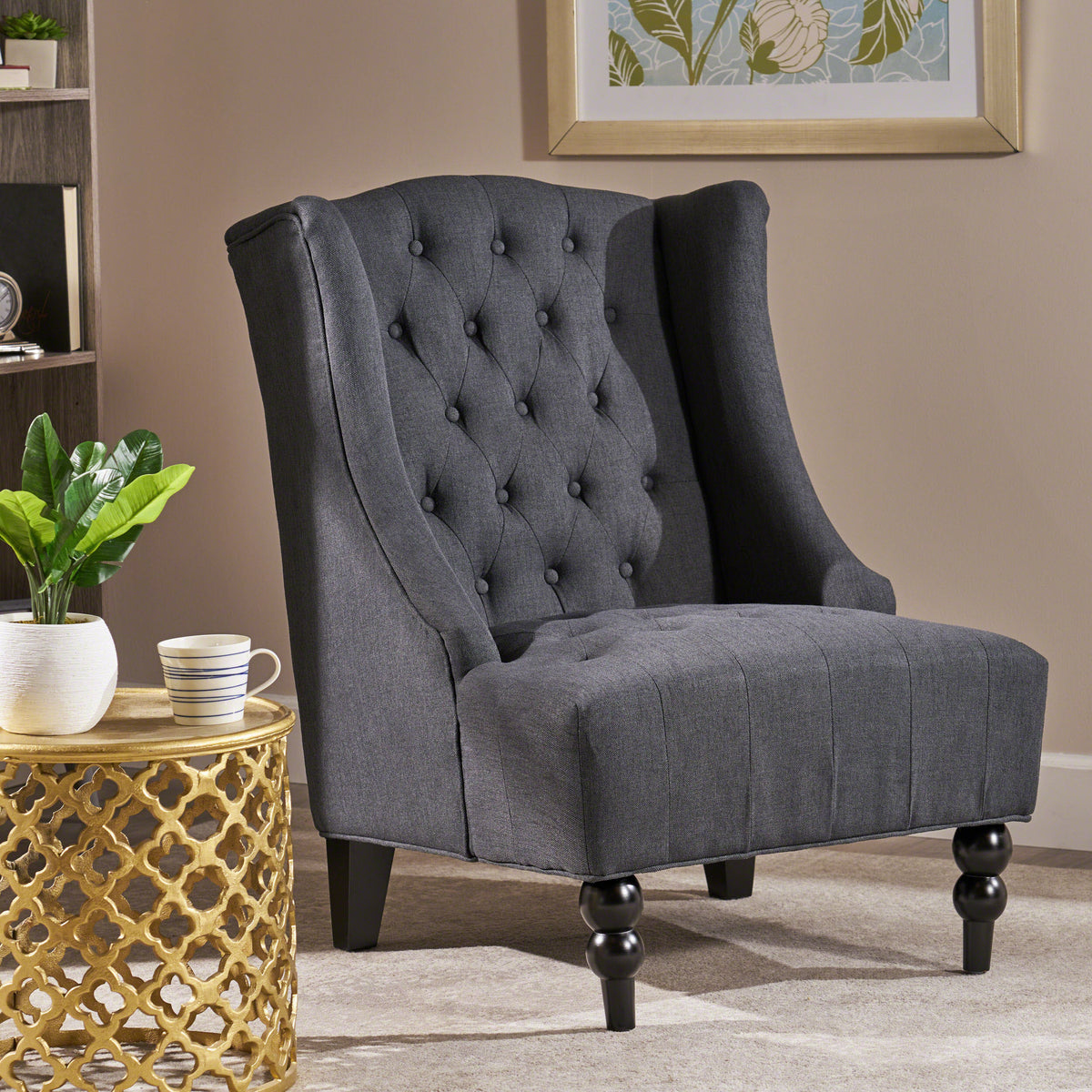 Toddman Velvet Club Chair – Charcoal