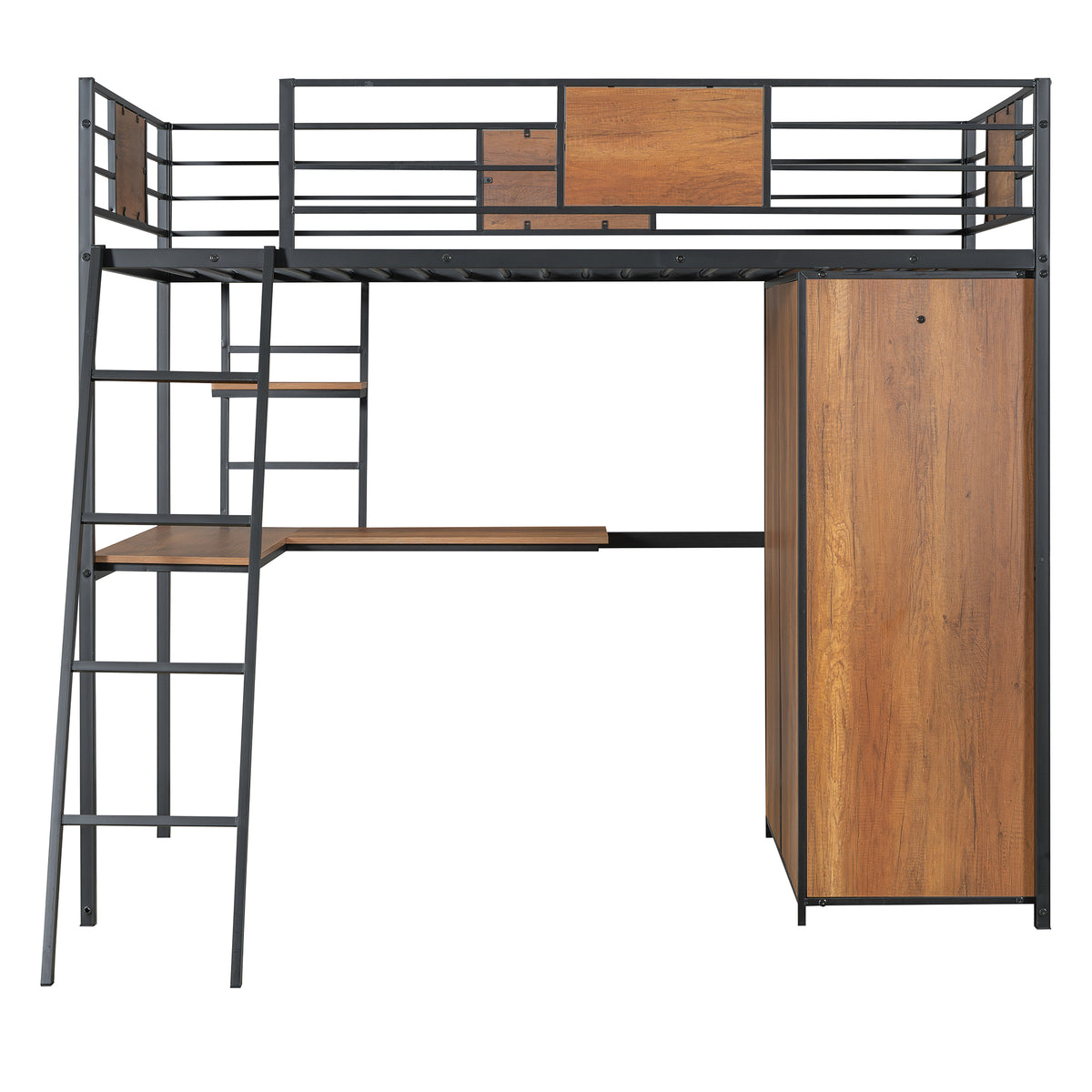 Twin Loft Bed with Desk Black